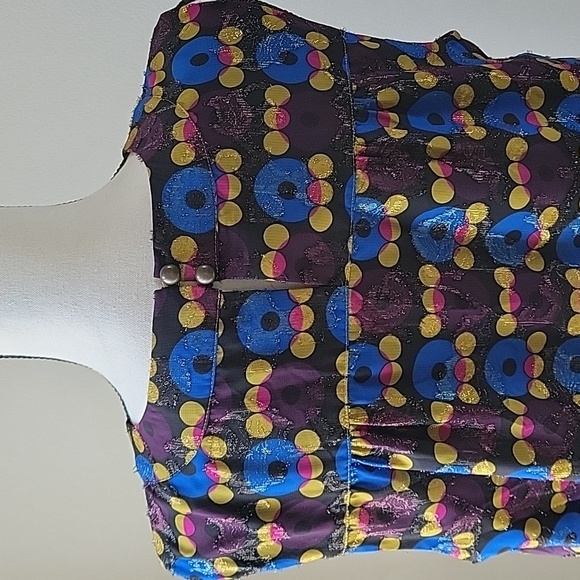 Anna Sui 20th Anniversery Collection Multicolor Sleeveless Mini Dress Sz XL - Picture 8 of 11